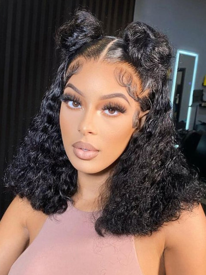 Ready & Go 5x5 Pre Cut Lace Water Wave Bob Wig Invisible Knot