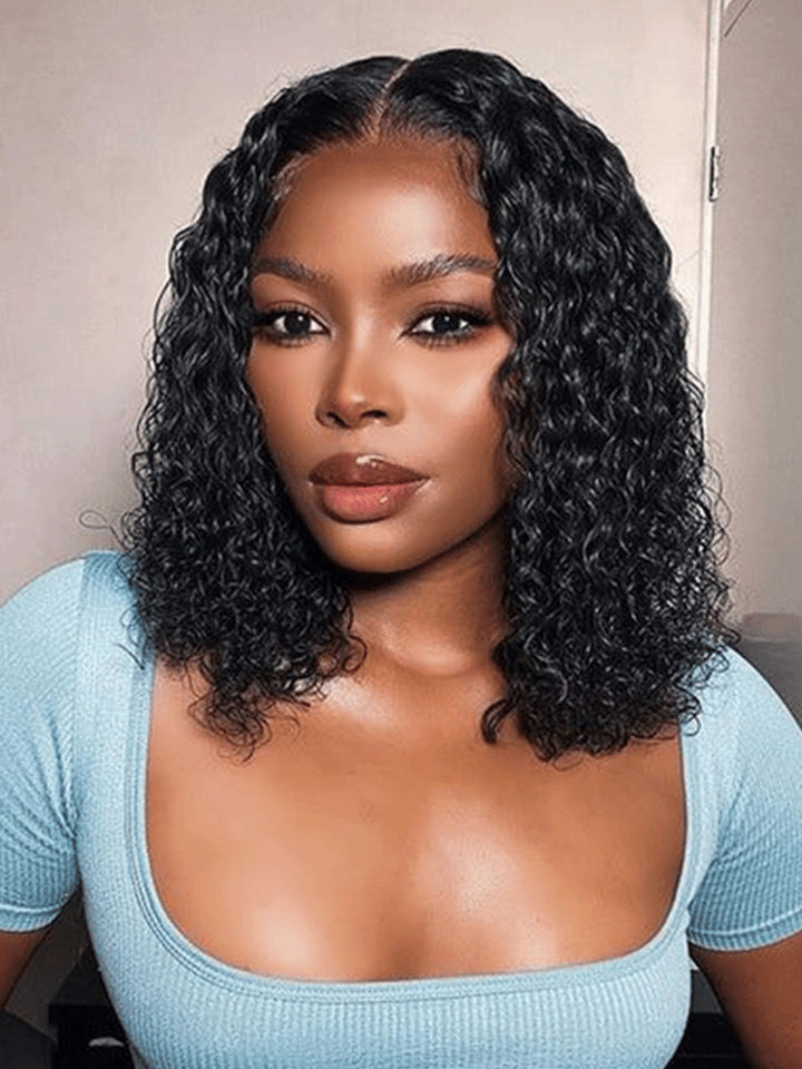 Ready & Go 5x5 Pre Cut Lace Water Wave Bob Wig Invisible Knot