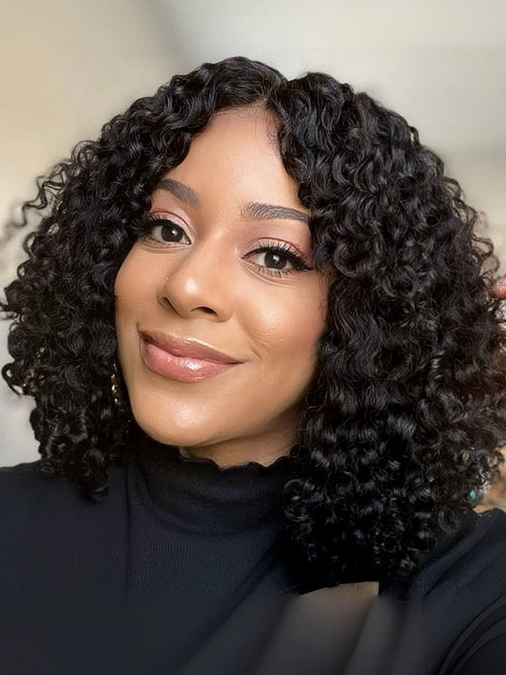 Ready & Go Invisible Knot 5x5 Glueless Lace Closure Kinky Curly Bob Wig