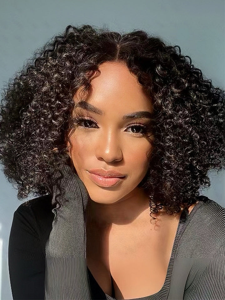 Ready & Go Invisible Knot 5x5 Glueless Lace Closure Kinky Curly Bob Wig