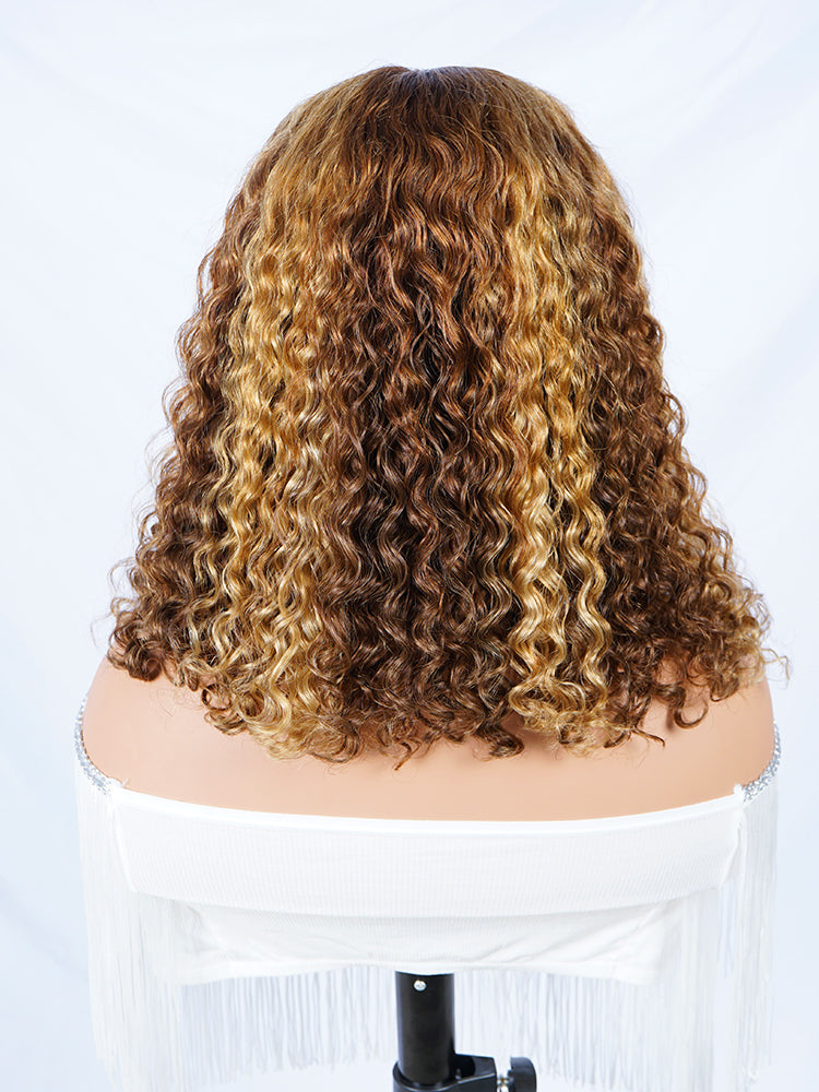 Ready & Go 5x5 Pre Cut Lace Water Wave Bob Wig Invisible Knot