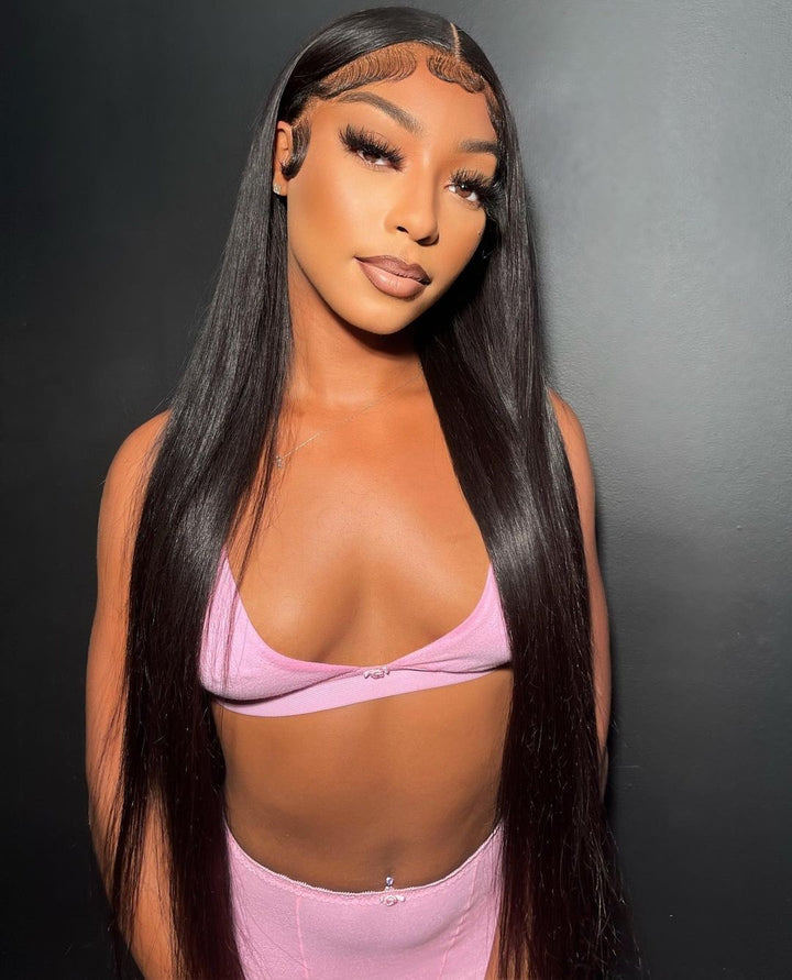pre-bleach pre-pulled 13x4 Lace Front Wigs Human Hair Straight Wigs
