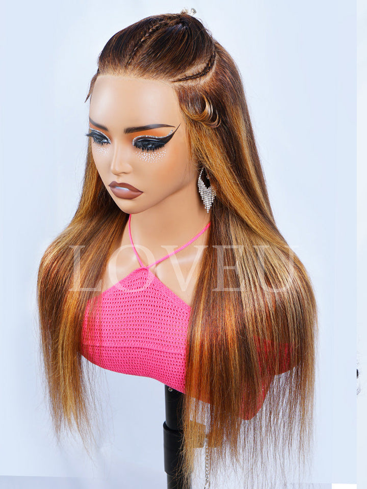 Everything Ready Mini Knot Pre-Cut 13x7 MAX 100% Human Hair Highlights Ombre HD Lace Wig