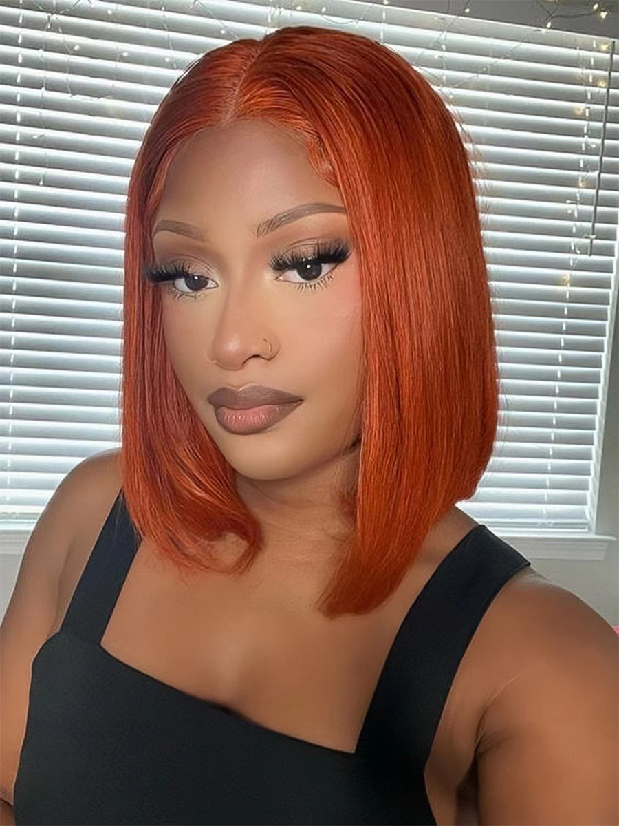 Ready & Go  Invisible Knot 5x5 Pre Cut Lace Reddish Brown Straight Bob Wig