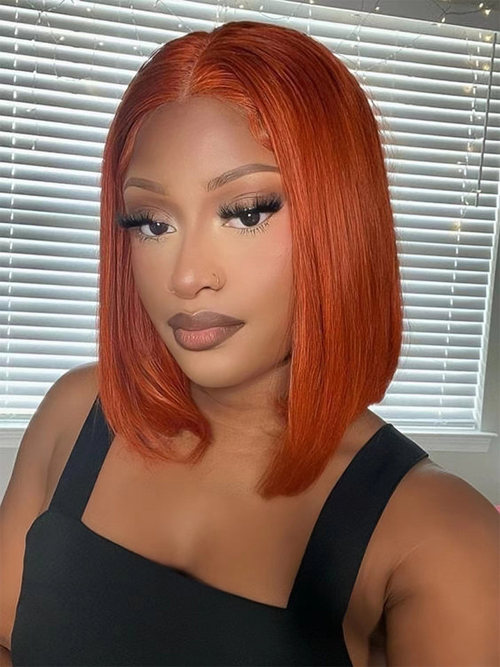 Ready & Go  Invisible Knot 5x5 Pre Cut Lace Reddish Brown Straight Bob Wig