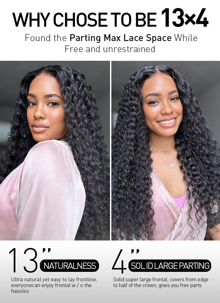 Pre-Cut 13x4 HD Lace Water Wave Human Hair Wig Ready To Go Ear to Ear Invisible Lace