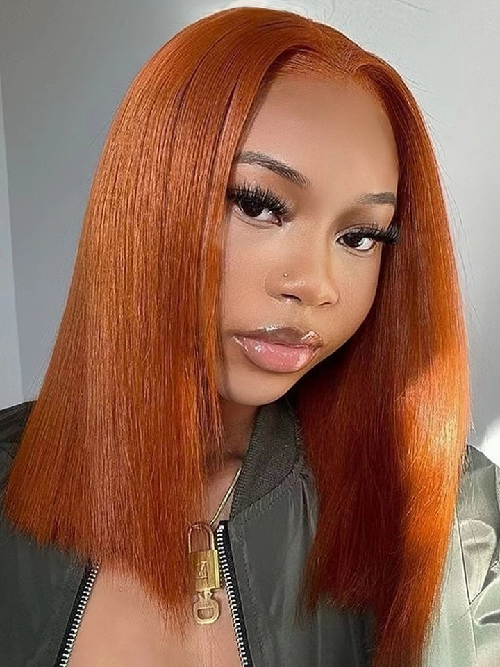 Ready & Go  Invisible Knot 5x5 Pre Cut Lace Reddish Brown Straight Bob Wig