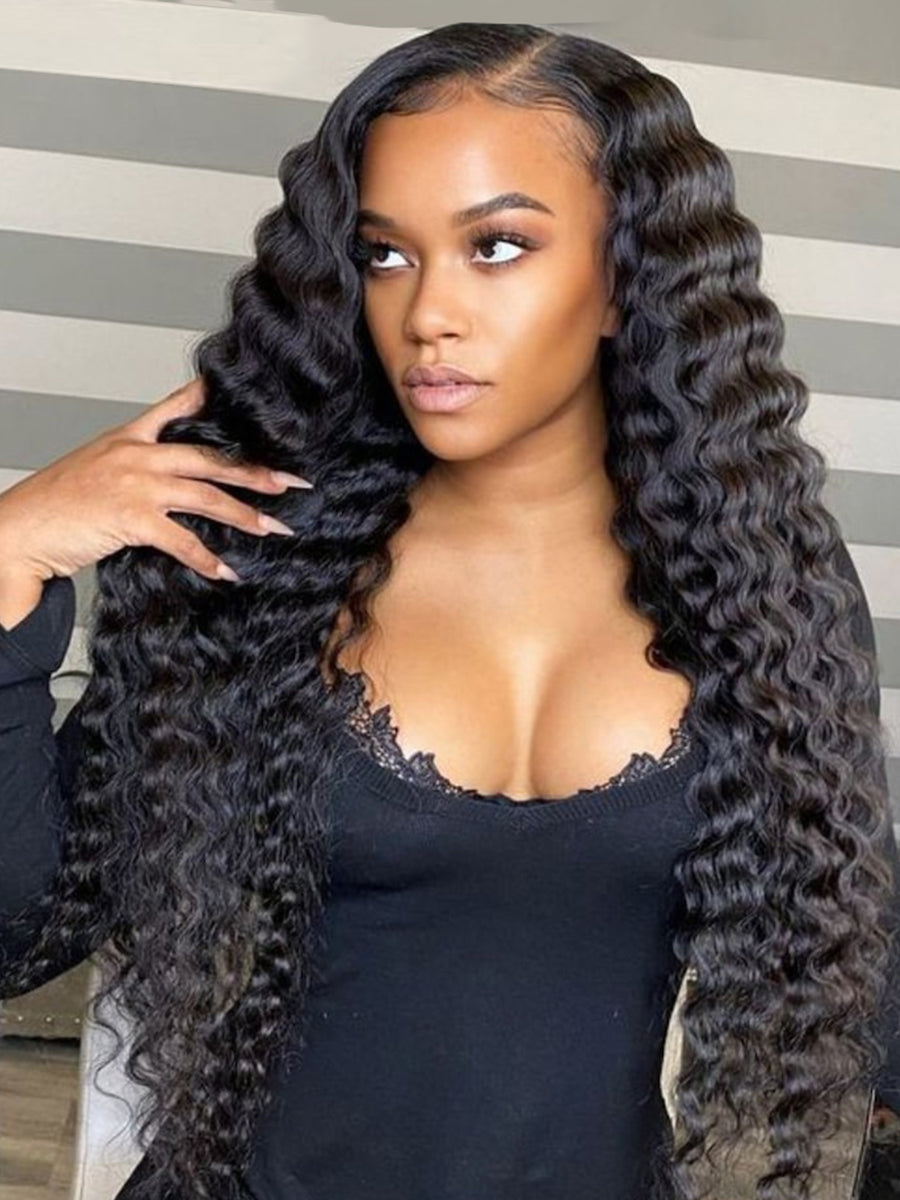 Ready & Go 5x5 Deep Wave Glueless Wigs Human Hair  Invisible Knot