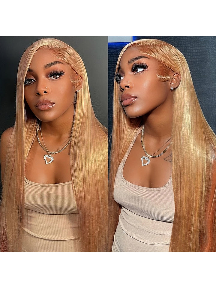 Explosion 7x7 Honey Blonde Straight Wig Invisible Knot