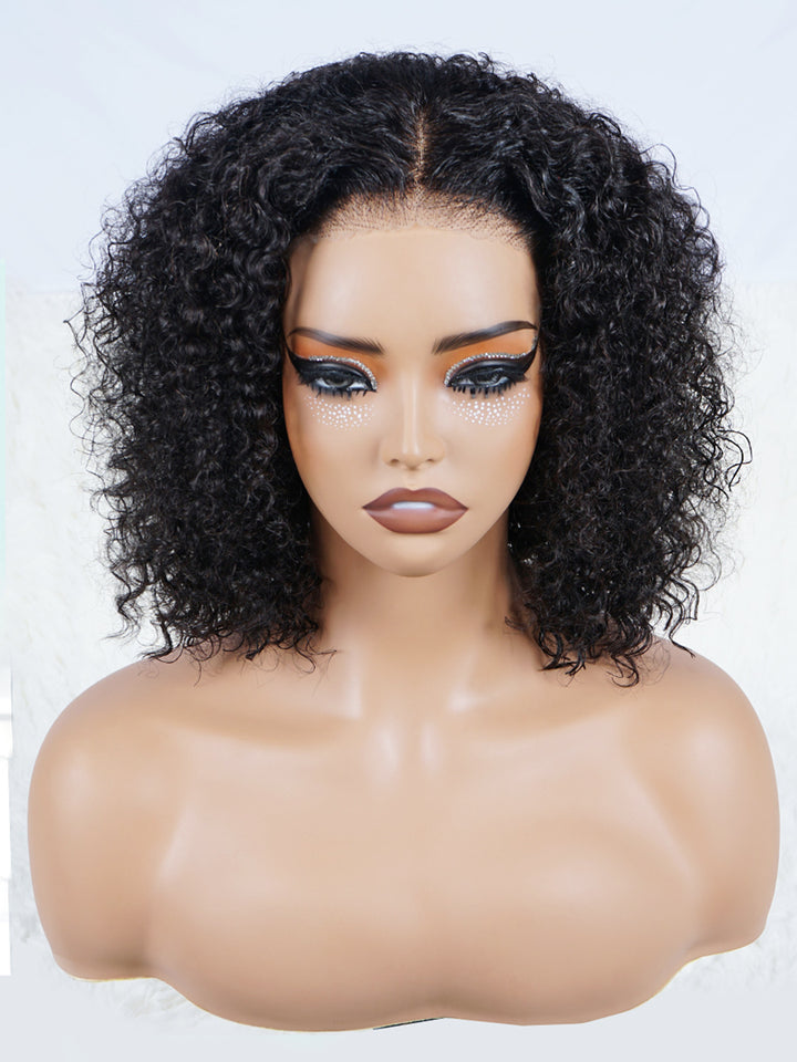 Ready & Go Invisible Knot 5x5 Glueless Lace Closure Kinky Curly Bob Wig