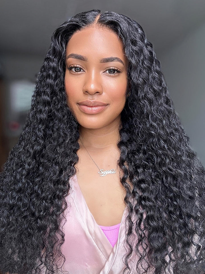Pre-Cut 13x4 HD Lace Water Wave Human Hair Wig Ready To Go Ear to Ear Invisible Lace