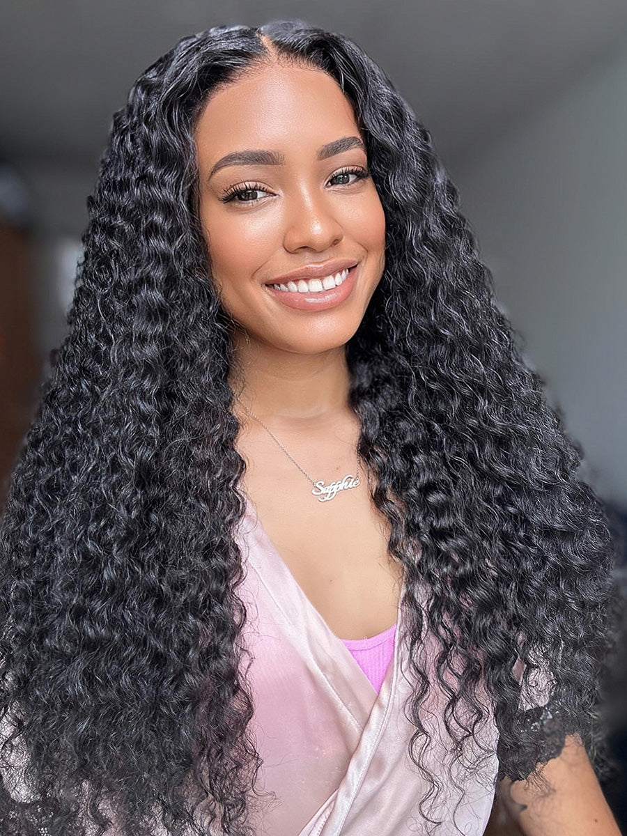 Pre-Cut 13x4 HD Lace Water Wave Human Hair Wig Ready To Go Ear to Ear Invisible Lace