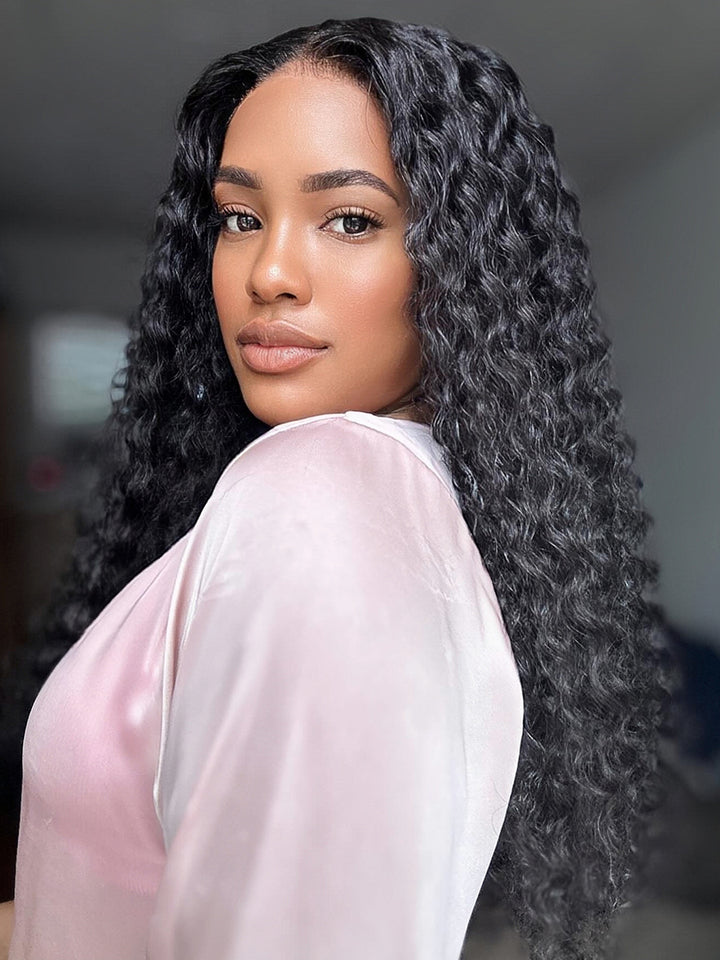Pre-Cut 13x4 HD Lace Water Wave Human Hair Wig Ready To Go Ear to Ear Invisible Lace